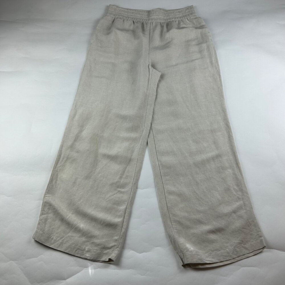 H&M Light Tan Linen Blend Wide Leg Lounge Pant M